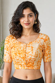 Amber Honey Yellow Batik Cotton Blouse 10076549