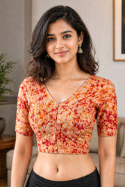 Temple Red Batik Cotton Blouse 10076550