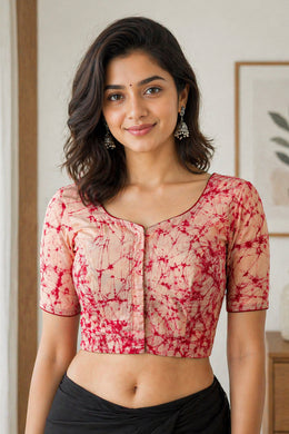 Dusty Rose Pink Batik Cotton Blouse 10076551