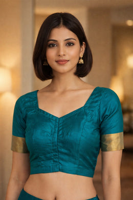 Summer Sea Green Kanjivaram Silk Blouse 10076640