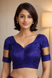 Mystic Purple Blue Kanjivaram Silk Blouse 10076647