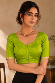 Spring Gold Green Kanjivaram Silk Blouse 10076650