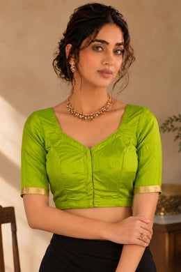 Spring Gold Green Kanjivaram Silk Blouse 10076650