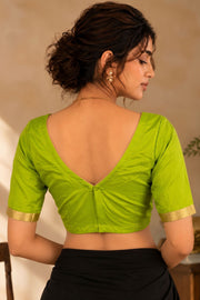 Spring Gold Green Kanjivaram Silk Blouse 10076650