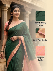 Leaf Green Semi Mysore Crepe Silk Saree  10077782 