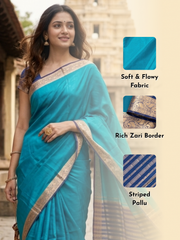 Blue Semi Mysore Crepe Silk Saree 10077785
