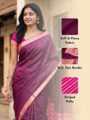 Plum Semi Mysore Crepe Silk Saree 10077787
