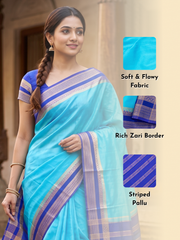 Blue Semi Mysore Crepe Silk Saree 10077794