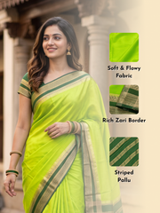 Parrot Green Semi Mysore Crepe Silk Saree 10077798 