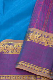 Anandha Blue Kanjivaram Pure Silk Saree With Kodimalar Border 10077892