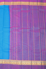 Anandha Blue Kanjivaram Pure Silk Saree With Kodimalar Border 10077892