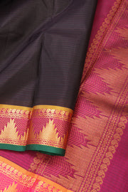 Snuff Brown Kanjivaram Pure Silk Saree With Temple Border 10077893