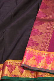 Snuff Brown Kanjivaram Pure Silk Saree With Temple Border 10077893