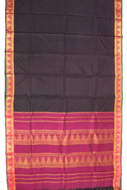Snuff Brown Kanjivaram Pure Silk Saree With Temple Border 10077893