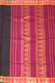 Snuff Brown Kanjivaram Pure Silk Saree With Temple Border 10077893