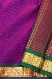 Purple Kanjivaram Pure Silk Saree With Mayil kan Border 10077894