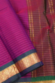 Purple Kanjivaram Pure Silk Saree With Mayil kan Border 10077894