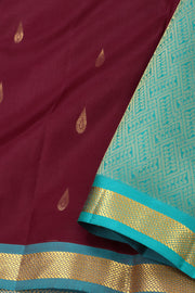 Maroon Kanjivaram Pure Silk Saree with Zari Border 10077897