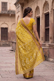 Mustard Yellow Chikankari Embroided Kota Cotton Saree 10078104