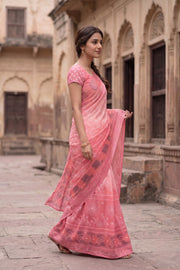 Pink Chikankari Embroided Kota Cotton Saree 10078108