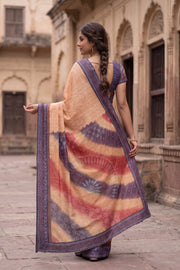 Beige Chikankari Embroided Kota Cotton Saree 10078111