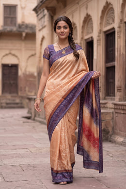 Beige Chikankari Embroided Kota Cotton Saree 10078111