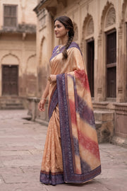 Beige Chikankari Embroided Kota Cotton Saree 10078111