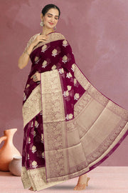 Magenta Handloom Banarasi Organza Saree 10067269