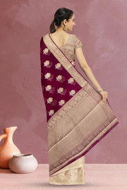 Magenta Handloom Banarasi Organza Saree 10067269