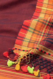 Maroon Handloom Bhujodi Cotton Saree 10063039