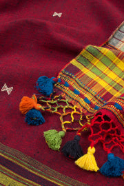 Maroon Handloom Bhujodi Kala Cotton Saree 10063042