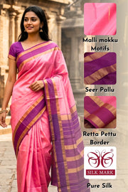 Pink Kanjivaram Silk Saree with Retta Pettu Border 10077900