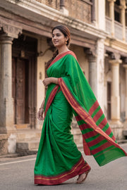 Emerald Green Vegan Silk Kanjivaram Saree 10077932