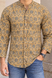 Green Full Sleeve Kalamkari Print Raglan Men's Shirt 10077843