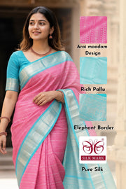 Pink Korvai Kanjivaram Silk Saree 10077922