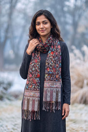 Black Kani Printed Wool Unisex Stole 10077887