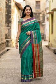 Blue Kanjivaram Pure Silk Saree With Paisley Border 10077896