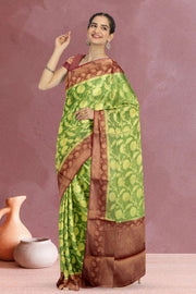 Green Banarasi Organza Saree 10065457