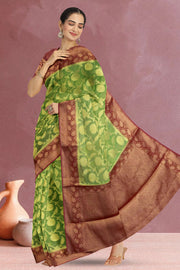 Green Banarasi Organza Saree 10065457