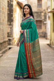 Blue Kanjivaram Pure Silk Saree With Paisley Border 10077896