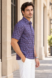 Black Bagh Printed Half Sleeve Men's Cotton Shirt 10075453