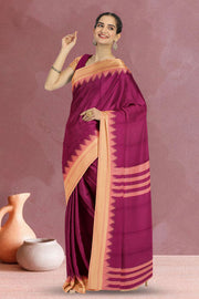 Violet Handloom Kanchi Cotton Saree 10071656