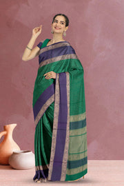 Green Handloom Kanchi Cotton Saree 10071691