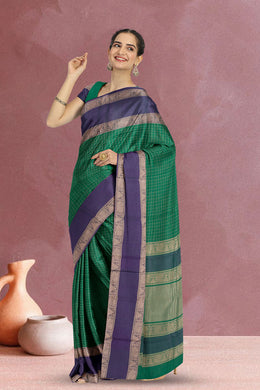 Green Handloom Kanchi Cotton Saree 10071691