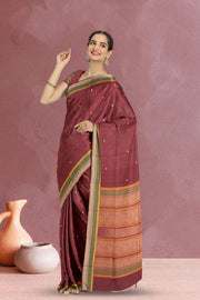 Maroon Handloom Kanchi Cotton Saree 10071665