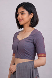 Purple Aari Embroidered Mangalgiri Cotton Blouse 10070741