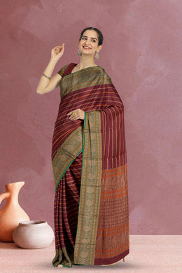Maroon Handloom Kanchi Cotton Saree 10071694