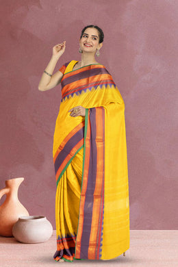 Yellow Handloom Kanchi Cotton Saree 10071701