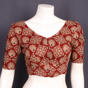 Maroon Cotton Hand Block Printed Padded Blouse 10077153