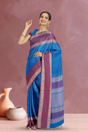 Blue Handloom Kanchi Cotton Saree 10071690